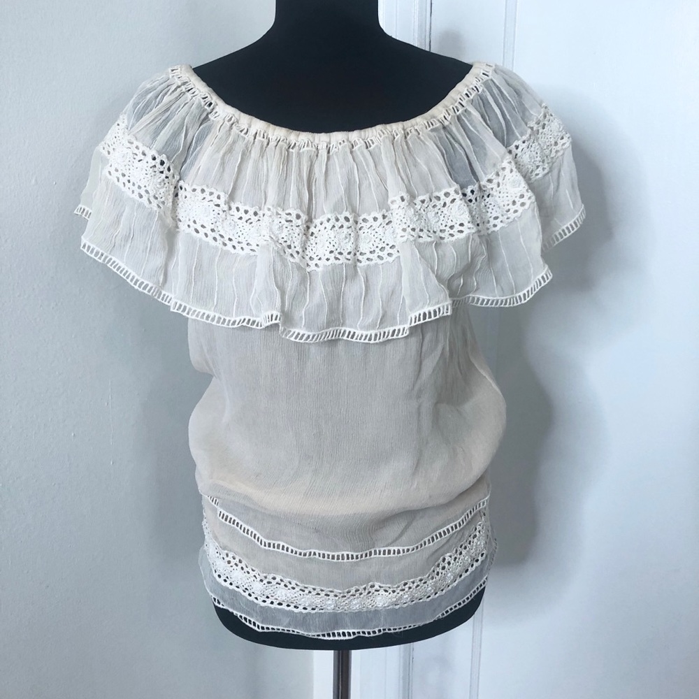 Vintage off shoulder chiffon top
